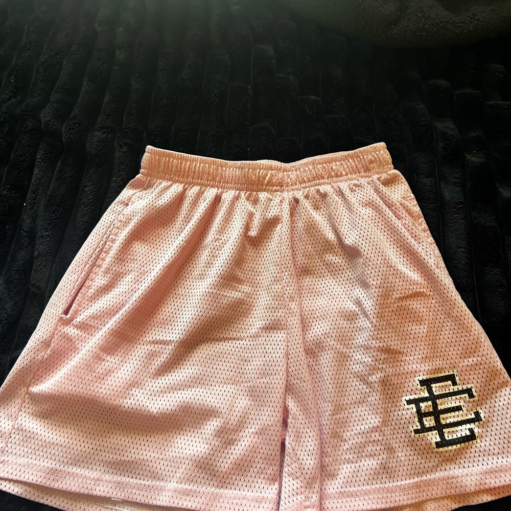 Pink Mesh Athletic Shorts with Logo